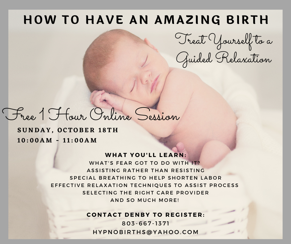 A poster advertising an online session for birth.