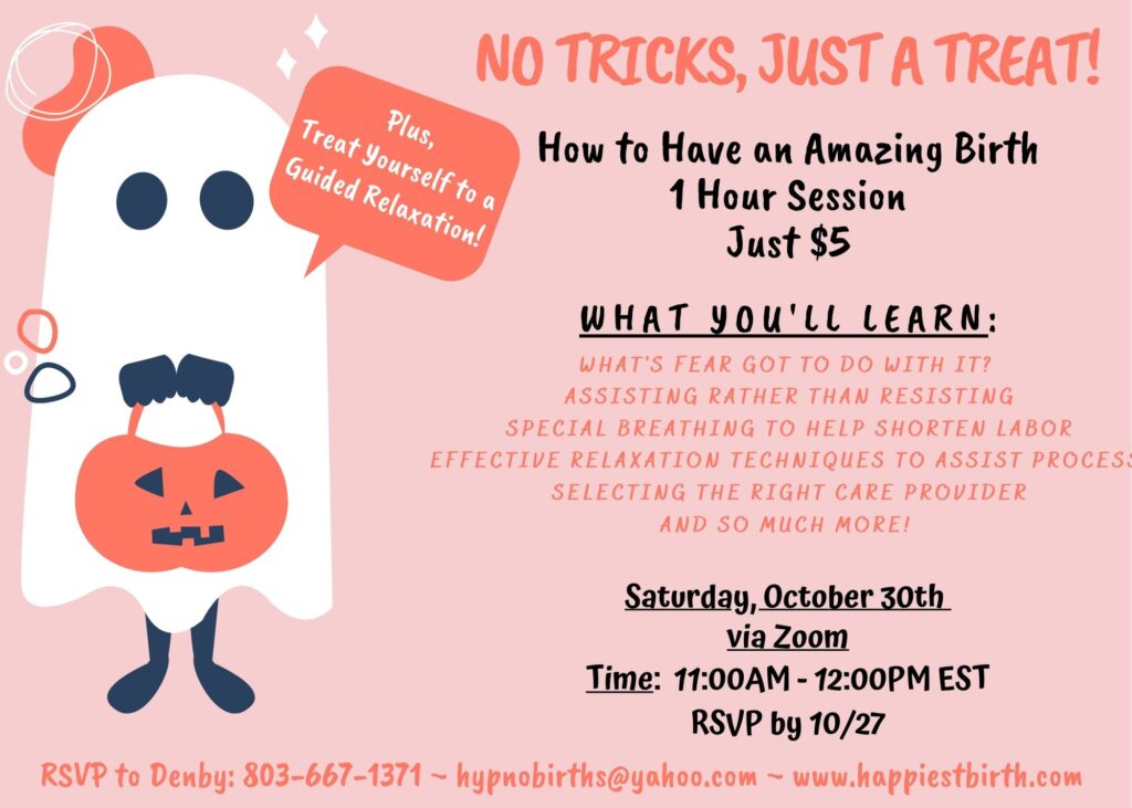 A flyer for an event with a ghost and pumpkin.
