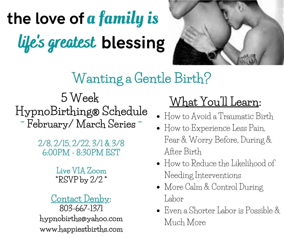 A flyer for a birth program with the words " wanting a gentle birth ?"